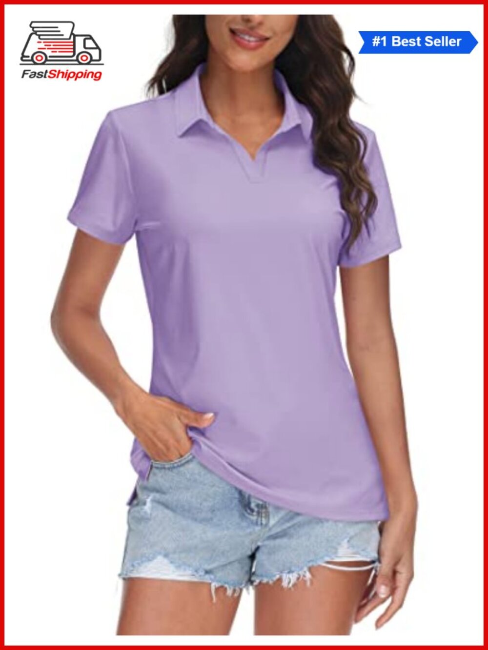 ✨ TACVASEN Women's V-Neck Polo Shirt UPF 50+ Quick Dry Golf Top